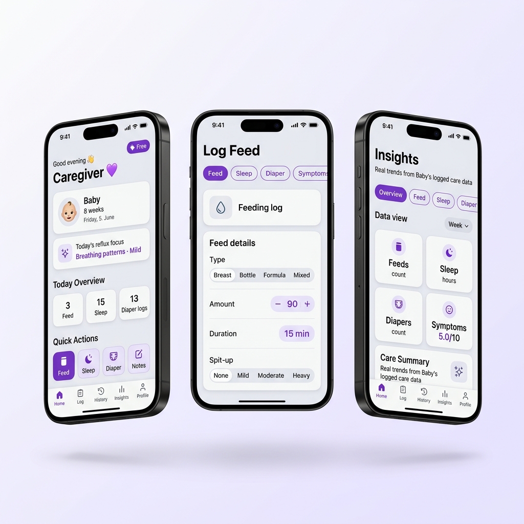 BabyNest app screens